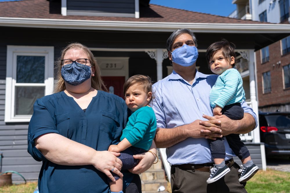 Sudiptya Banerjee (right) and his wife Sara Gencui (left) with their two sons. Taken on March 4, 2021. 