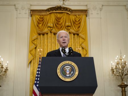President Biden announces that his administration will meet his goal of administering 100 million COVID-19 vaccine doses 42 days ahead of schedule.