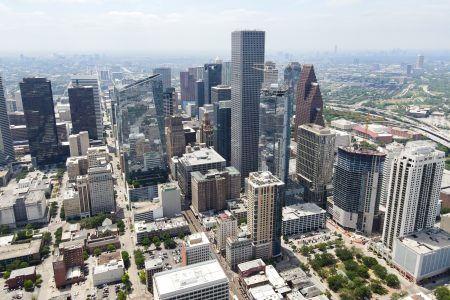 The downtown Houston skyline.