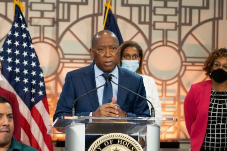 Mayor Sylvester Turner announced sweeping new police reforms at a City Hall press conference on April 29, 2021.