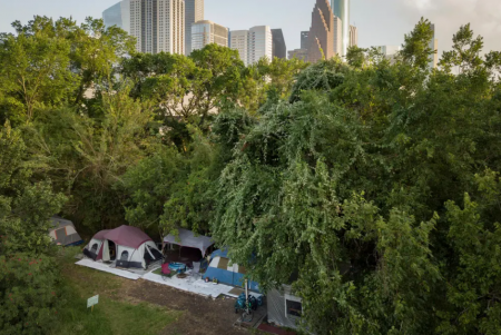 A homeless camp near downtown Houston on June 23, 2019.