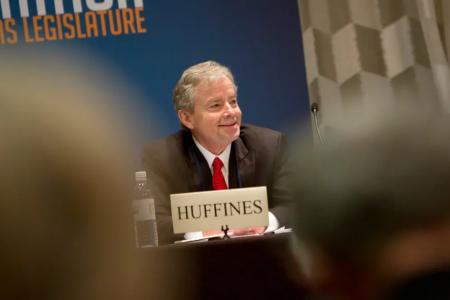Don Huffines speaks during a Texas Public Policy Foundation event on Feb. 8, 2018.