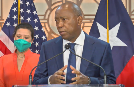 Mayor Sylvester Turner unveils his proposed budget for the next fiscal year on May 11, 2021.