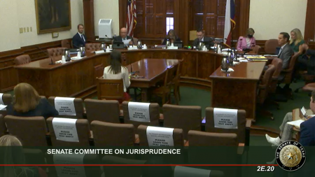 Texas Senate Committee on Jurisprudence takes testimony on HB 21.