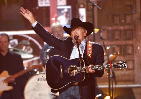 George Strait performs at the conclusion of the 54th annual Academy of Country Music Awards at the MGM Grand Garden Arena on Sunday, April 7, 2019, in Las Vegas.