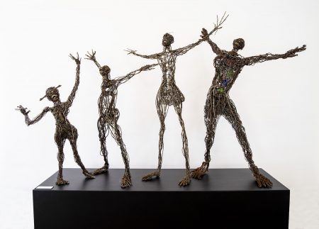 “Untitled (wire figure collection),” c. 2000s, Wire and Found Objects, Various Sizes; by artist Jesse Lott