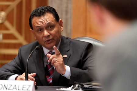 Ed Gonzalez testifies before the Senate Homeland Security and Governmental Affairs committee, about his nomination to be an Assistant Secretary of Homeland Security, Thursday, July 15, 2021, on Capitol Hill in Washington.