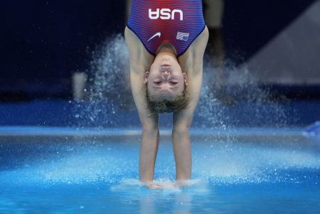 Hailey Hernandez of the United States' competes in women's diving 3m springboard preliminary at the Tokyo Aquatics Centre at the 2020 Summer Olympics, Friday, July 30, 2021, in Tokyo, Japan.