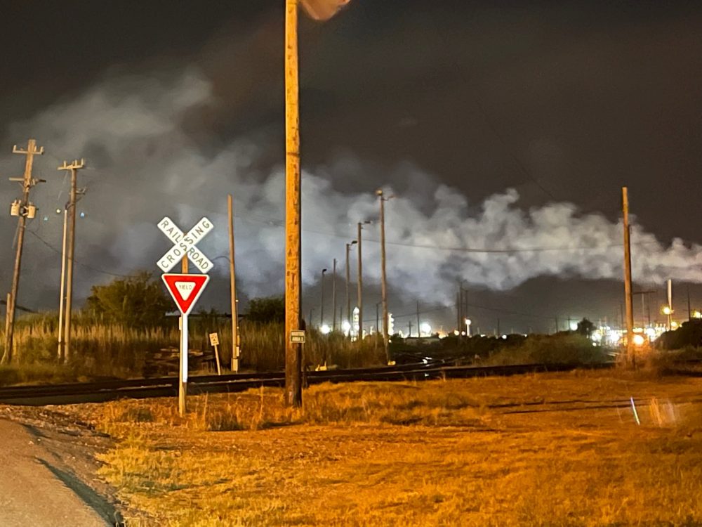 The Oxbow plant in Port Arthur at night. 