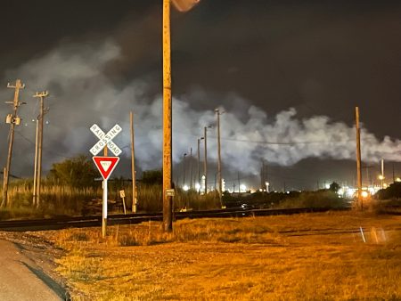The Oxbow plant in Port Arthur at night.