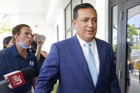 Miami police Chief Art Acevedo arrives at Miami City Hall for a hearing to determine his job, Thursday, Oct. 14, 2021, in Miami. Acevedo was suspended after a tumultuous six-month tenure.