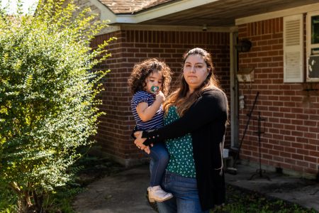 Erica Cuellar and her daughter Sara Alvarado pose for a portrait in front of their home Tuesday, October 19, 2021 in Houston, TX.