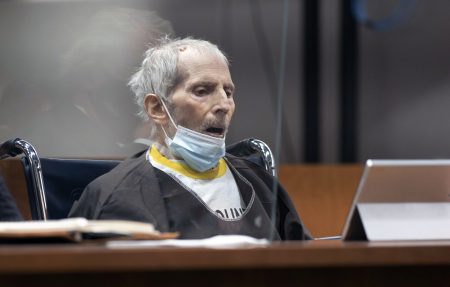 New York real estate scion Robert Durst, 78, sits in the courtroom as he is sentenced to life in prison without chance of parole, Thursday, Oct. 14, 2021 at the Airport Courthouse in Los Angeles. New York real estate heir Robert Durst was sentenced Thursday to life in prison without chance of parole for the murder of his best friend more that two decades ago.