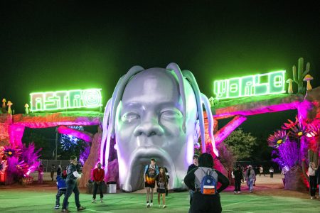 Festival goers are seen exiting NRG Park on day one of the Astroworld Music Festival on Friday, Nov. 5, 2021, in Houston. (Photo by Amy Harris/Invision/AP)