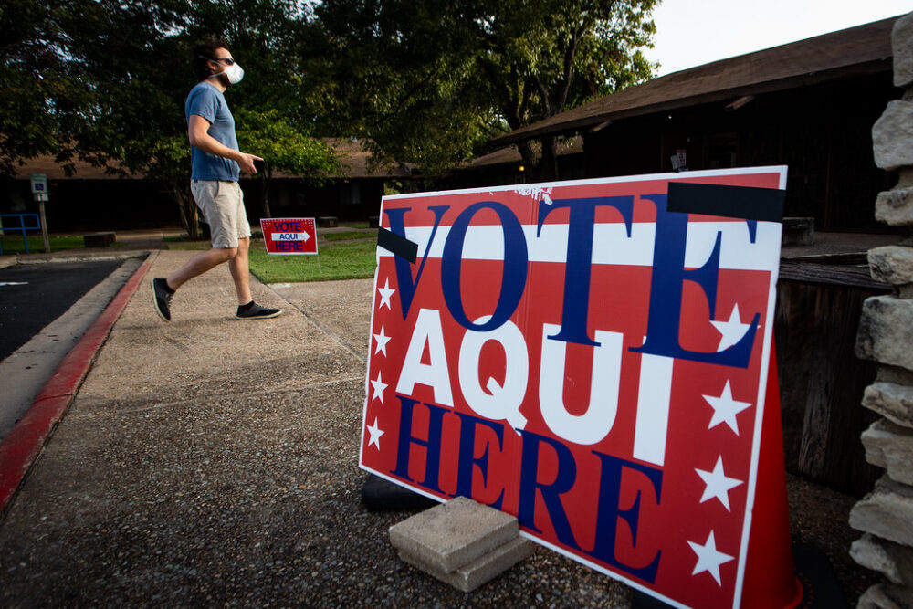 A voter on an Election Day at a polling location in Texas.