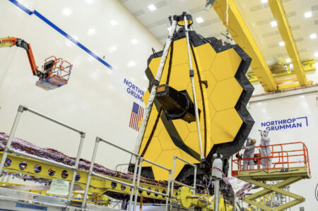 The James Webb Space Telescope pictured during one of its final tests in April, 2021.