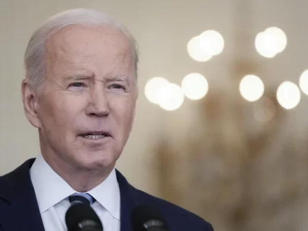 U.S. President Joe Biden delivers remarks about Russia's "unprovoked and unjustified" military invasion of Ukraine on Thursday.
