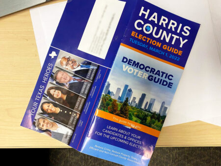 A mailer sent by the group Fort Bend United endorses opponents of two Democratic Harris County incumbents.