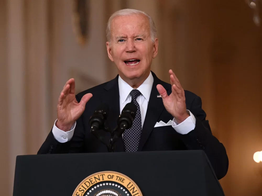 President Joe Biden speaks about the recent mass shootings and urges Congress to pass laws to combat gun violence at the Cross Hall of the White House in Washington on June 2, 2022.