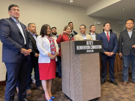 Eva Garza, a former GOP Texas Supreme Court justice, led a group on Thursday of Latino, Black, and Asian Republican leaders in an appeal to voters to support Gov. Greg Abbott.