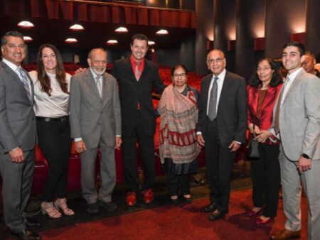 Launch event for Center for Economic Inclusion in May. Pictured left to right: Asif and Julie Dakri, Basheer Khumawala, Paul Pavlou, Saleha Khumawala, Musa and Khaleda Dakri, and Asif’s son, Haaris.