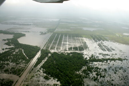 Aerial shots showing flooding on the Katy Prairie.