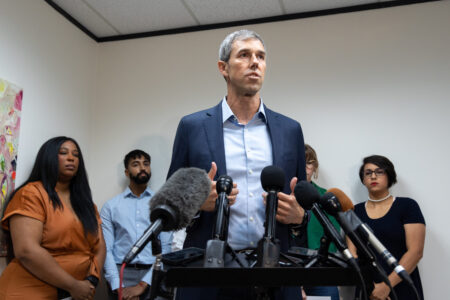 Democratic gubernatorial candidate Beto O'Rourke was joined by medical professionals and patients who shared their own experiences with the state's continued effort to restrict access to abortions on Aug. 25, 2022.