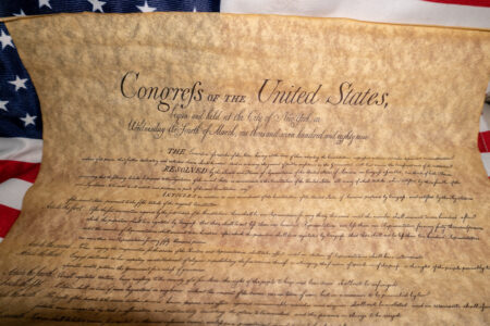Bill of rights United states vintage document detail close up