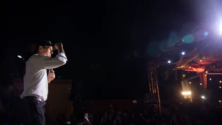Democratic gubernatorial candidate Beto O'Rourke speaks at a rally in downtown McAllen on Nov. 17, 2021.