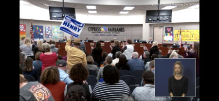 Opponents of diversity, equity and inclusion give a standing ovation at a Cypress-Fairbanks ISD school board meeting, days after newly elected trustee trustee Scott Henry made a controversial comment with racist implications.