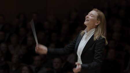 Still from Tár: Cate Blanchett conducting