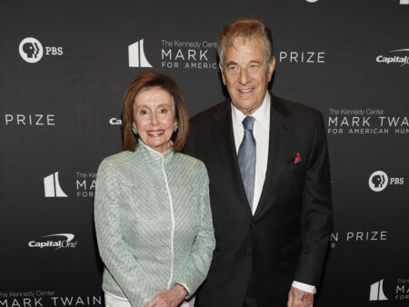 WASHINGTON, DC - APRIL 24: Nancy Pelosi and Paul Pelosi attend the 23rd Annual Mark Twain Prize For American Humor at The Kennedy Center on April 24, 2022 in Washington, DC. (Photo by Paul Morigi/Getty Images)
