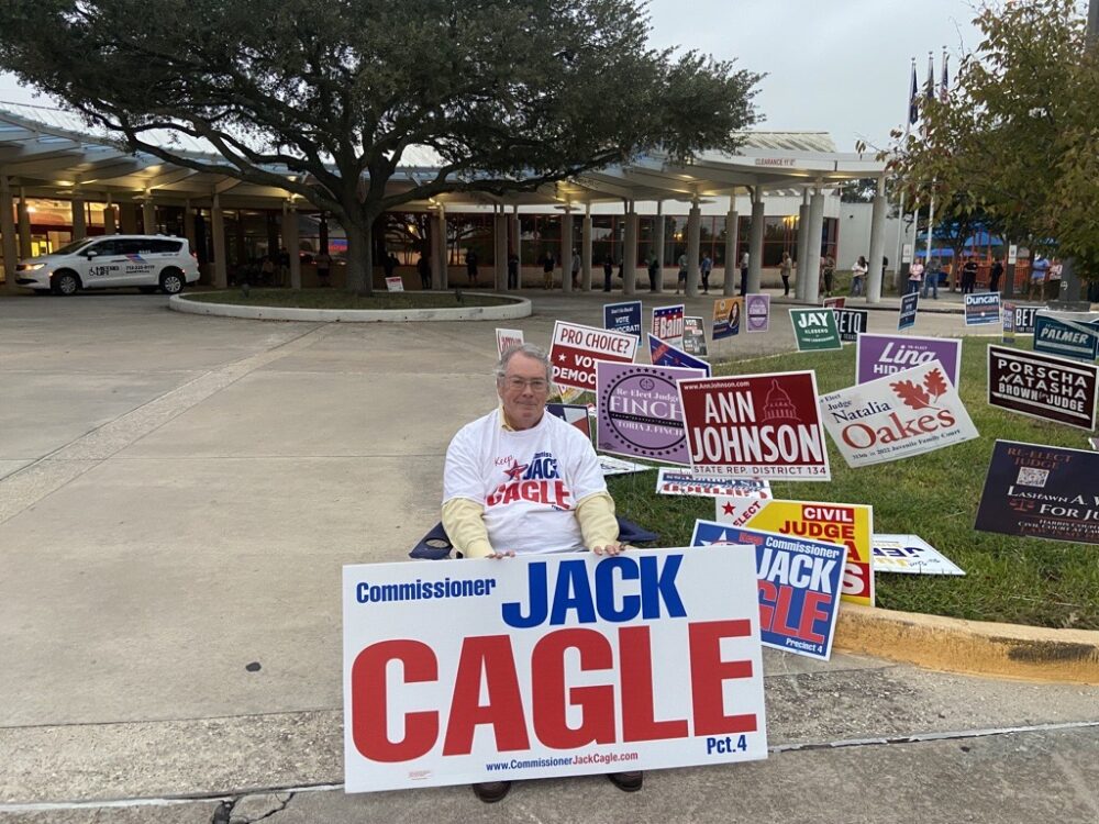 Bill Henderson says he cast his ballot during Early Voting. But showed up at the West Gray MultiService Center to  campaign for Harris County Commissioner Jack Cagle.