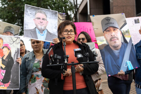 Zulema Perez, a former COVID-19 tester, talks about the alleged abuse she and her coworkers faced from their former employers on Nov. 22, 2022.
