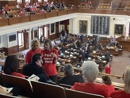 Grassroots Republicans came to the Texas Capitol on Wednesday, January 11, 2023, to protest the appointment of Democratic committee chairs.