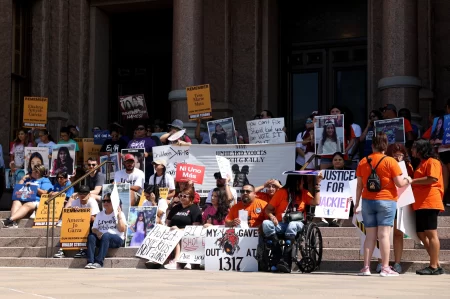 Uvalde parents, families, and friends gathered together in front of the Texas Capitol.