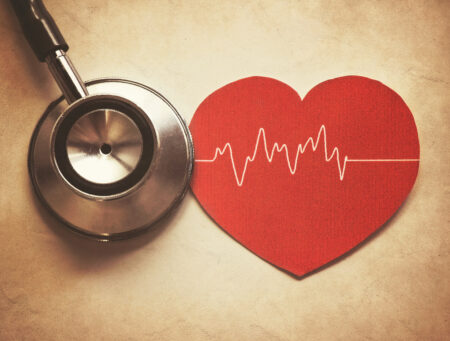 heart and stethoscope in vintage style