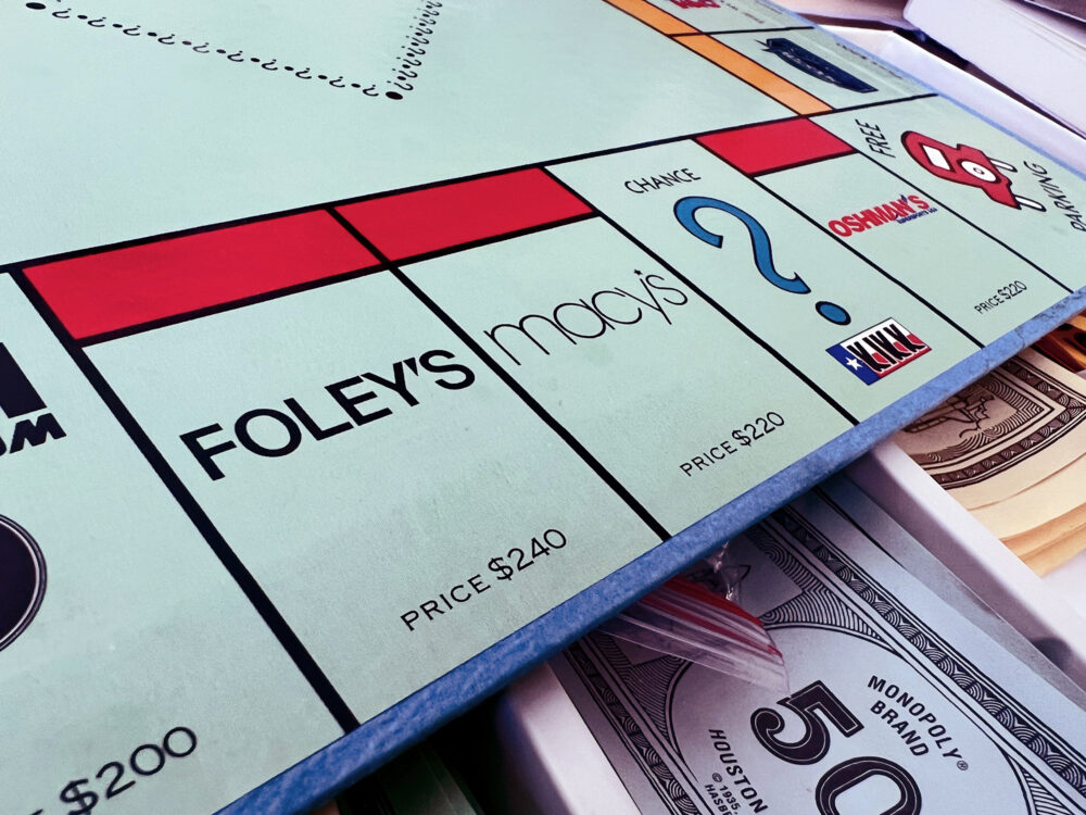 The Foley's space on the Monopoly Houston Edition board game.