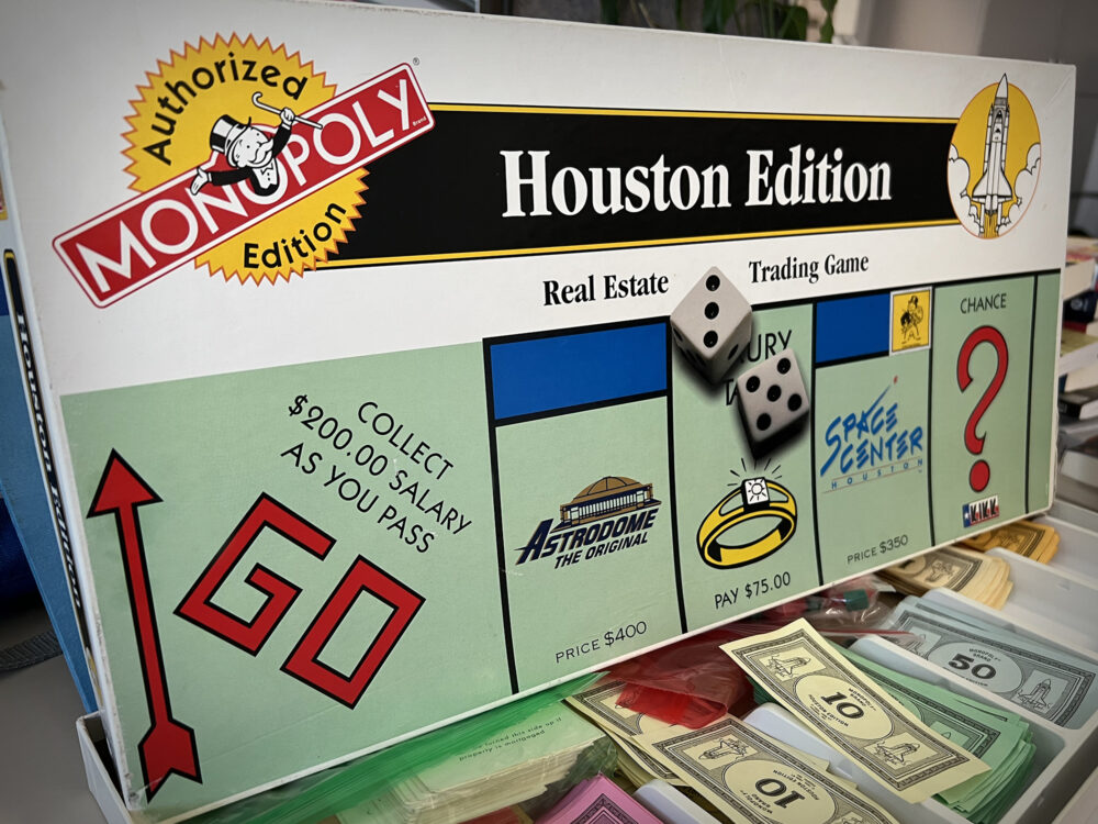 An officially licensed Houston Edition of Monopoly, circa 1996.