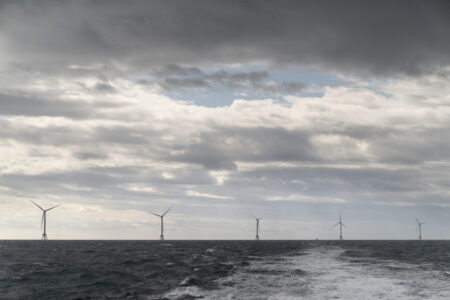 FILE - The five turbines of America's first offshore wind farm, owned by the Danish company, Orsted, are seen from a tour boat off the coast of Block Island, R.I., Oct. 17, 2022. The Biden administration said Wednesday, Feb. 22, 2023, it is considering the first-ever lease sale for offshore wind energy in the Gulf of Mexico, a key part of a push to deploy 30 gigawatts of offshore wind by 2030 to help fight climate change.