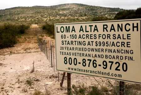 A ranch for sale about an hour west of Del Rio on Nov. 21, 2013.
