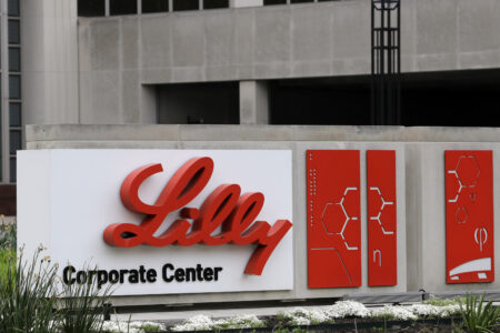 Photograph outside of Eli Lilly Corporate Center