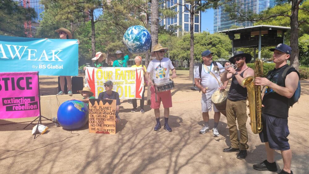 Environmental activists protest in Houston during the 2023 CERAWeek energy conference – Houston Public Media