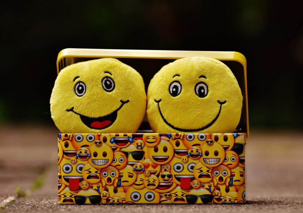 Photo of many smiley faces.
