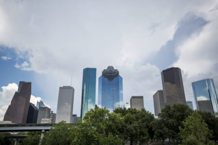 The Houston downtown skyline. Harris County is among the top 10 U.S. counties with the largest numeric population growth.