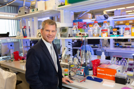The discovery of a small molecule in the research lab of Bradley McConnell, professor of pharmacology at the University of Houston College of Pharmacy, may well be the genesis of new medication which could shorten the course of the SARS-CoV-2 virus.