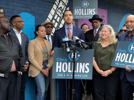 Chris Hollins, announcing his candidacy for Houston city controller, April 6, 2023.
