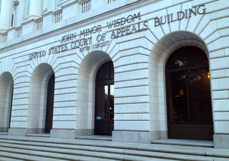 The outside of a federal courthouse in New Orleans.