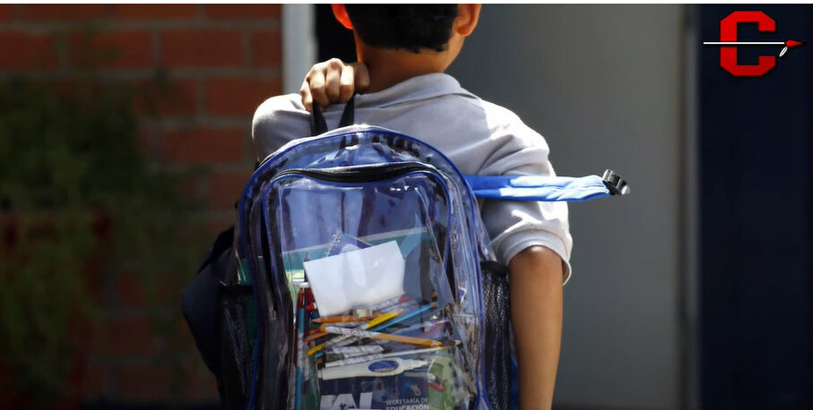 In Cleveland ISD's video announcing its new clear bag policy, McCanless shows photos of the types of bags that are acceptable for students to carry now. 