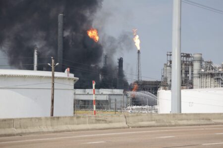 The fire at Shell’s Deer Park Chemicals facility took place shortly before 3 p.m. in the 5900 block of State Highway 225 in Deer Park. Taken May 5, 2023.